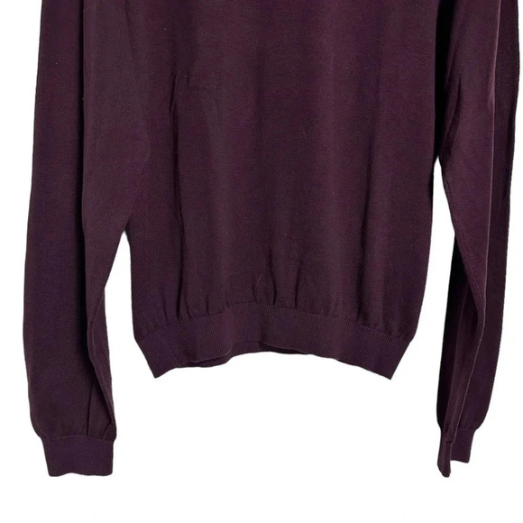 Baracuta men's L burgundy silk cotton blend mock turtleneck lightweight sweater - Picture 4 of 5